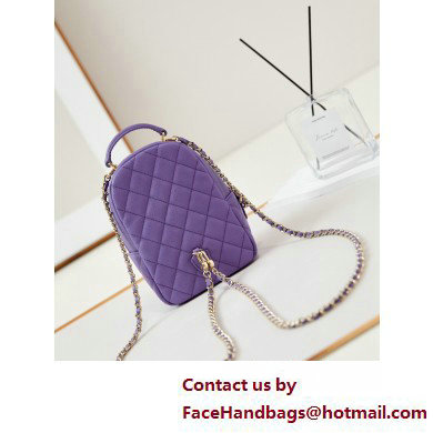 Chanel Grained Calfskin  &  Gold-Tone Metal Mini Backpack Bag AP3753 Purple 2025